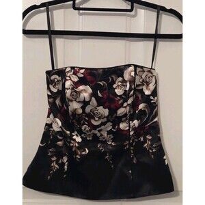 White House Black Market Strapless Silk, Satin, Floral bustier / corset -Size 00